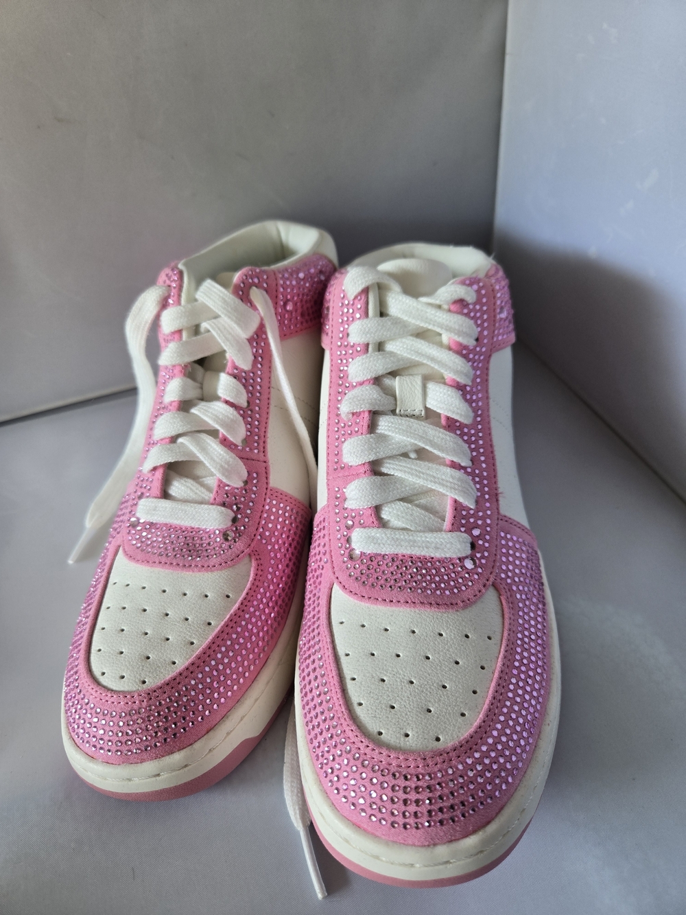 Wild Pair Pink and White Rhinestone Accent Sneakers